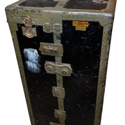 WWI Military Navy Antique Totty Steamer Trunk * Cabinet Robe