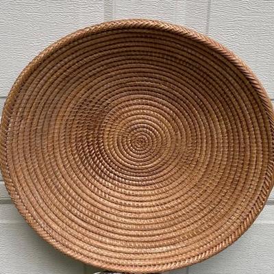 Gorgeous Handmade Large 18” Round Coil Weave Basket