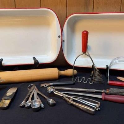 W~ Vintage Enamelware Pans * Useful Kitchen Utensils, Both Vintage & Modern Stainless Steel
Swedish knife 
Some vintage oldies but...