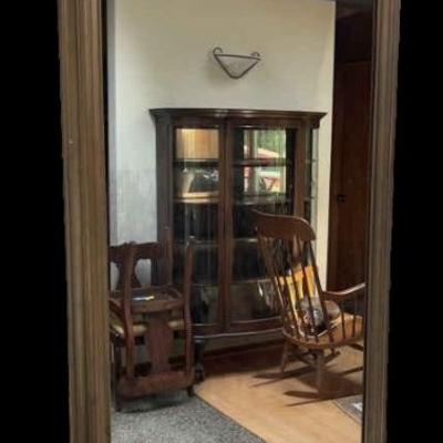 HUGE Mirror Hung on wall with marble dhelp