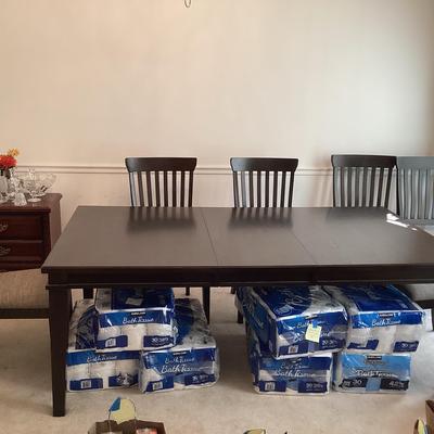 Dark Wood Dining Table W/Six Chairs
