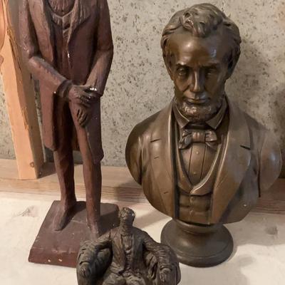 Trio of Bronze-Tone Lincoln Figures