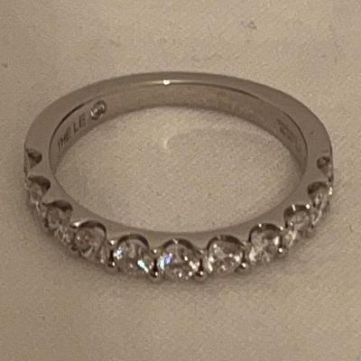 14k White Gold 7/8 TCW Natural Diamond Line Band Ring W/ Certificate