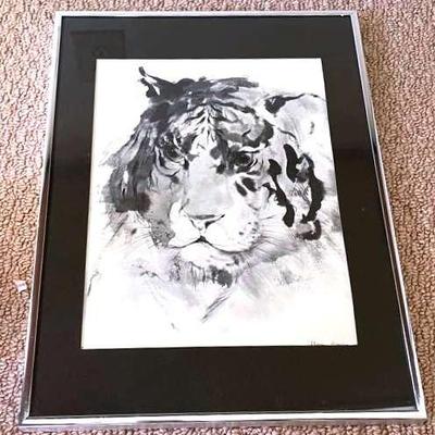 “Tiger Head” Lithograph Print By Klaus Meyer-Gasters