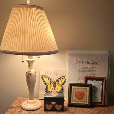 Vintage Metal Table Lamp with Small Decor