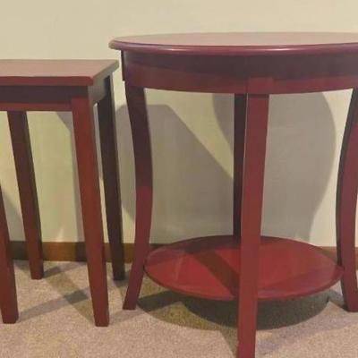 Red Painted Wood Accent Tables (2)