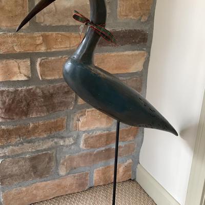 J.P. Selmants Hand Crafted Blue Heron On Metal Stand