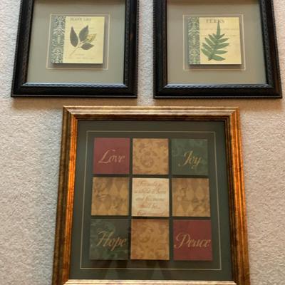 Framed Prints (3) with Inspirational, Botanical
