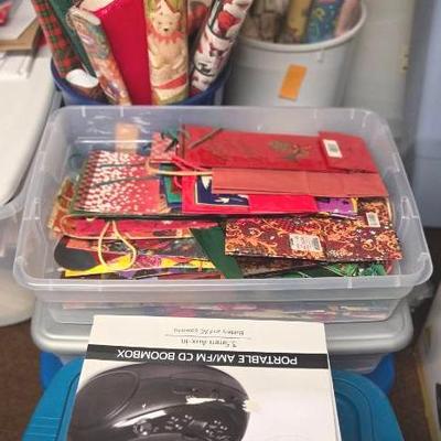 Assorted Gift Wrap, Gift Bags and Cards  with Bins