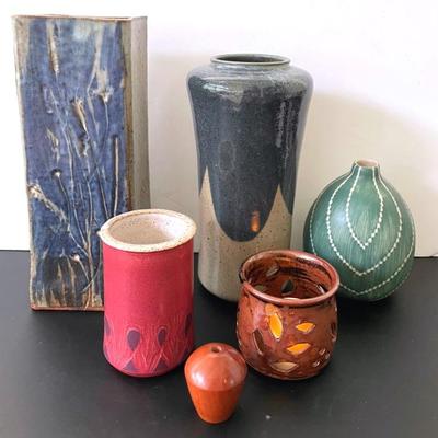 Art Pottery Vase and Votive Holder with Ceramic Pottery