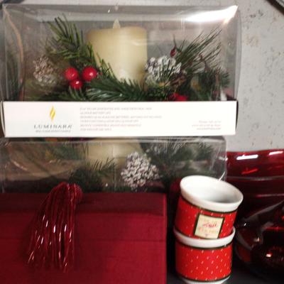 Winter Luminara Centerpieces, Pottery  Barn Silk Box Candles