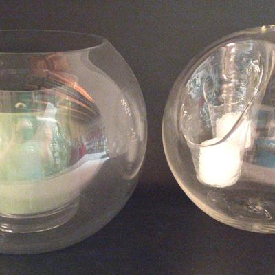 2 Glass Globe Candleholders