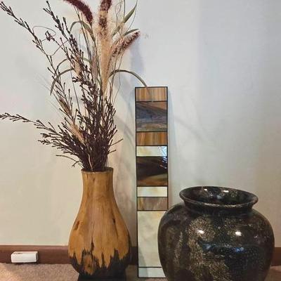Wood Vase by Kindler Collection, Vase Pot with Complimentary Wall Decor by Schuster Studios