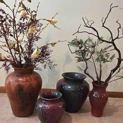 Decoative Vases (4) With Floral Arrangements 