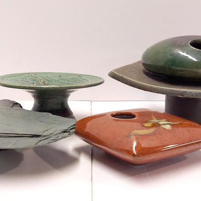 Pottery and Slate Style Floral Frogs