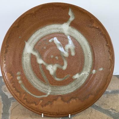 Artist Signed Large Brown Glazed Charger