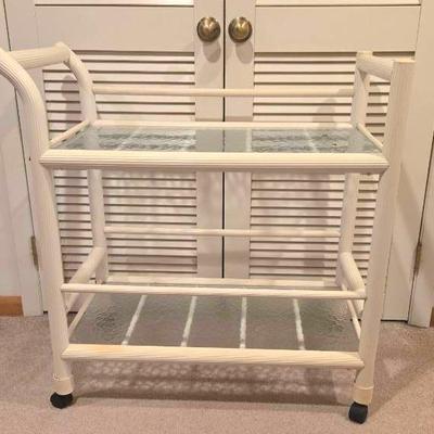 Vintage Mid Century Bar Cart with Glass Shelves