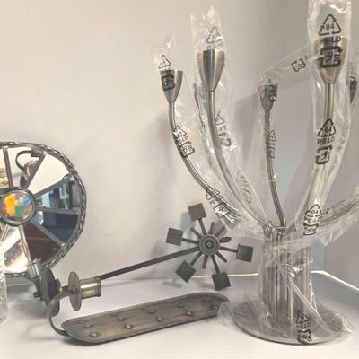 Ikea Stockholm Chrome Contemporary Candelabra And Assorted Candle Holders With Glass Oil Lamp