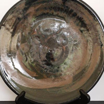 Decorative Pottery Plate, Signed TAD