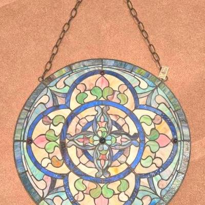 Tiffany Style Stained Glass 24" Round Hanging Panel