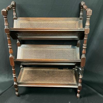 Vintage Wood And Cane Book Storage