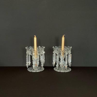 Pair Of Crystal Mantel Lusters