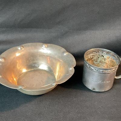 Sterling Silver Bowl And Baby Cup