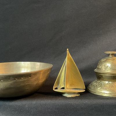 Brass Claw Bell, Bowl And Sale Boat