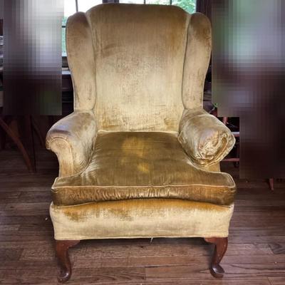 Velvet Upholstered Wingback Chair