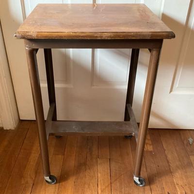 Vintage Rolling Metal Desk Stand