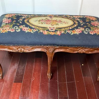 Vintage Needlepoint Bench