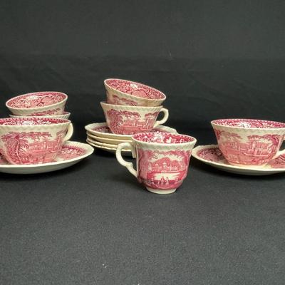 Vista Red Cups/Saucers By Mason