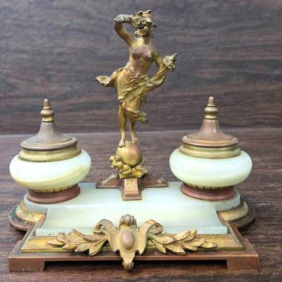 Bronze Double Inkwell 