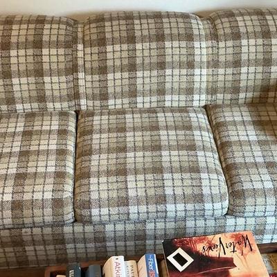 Vintage Tan Tweed Sleeper Sofa