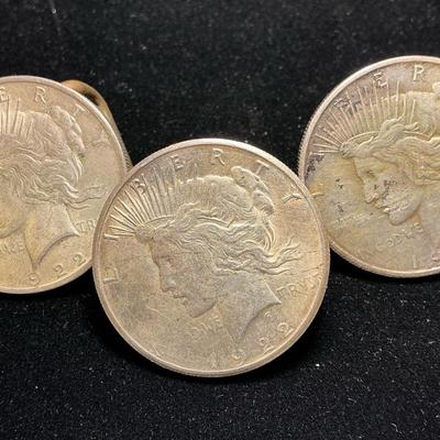 Three Peace Silver Dollar Belt Buckles 