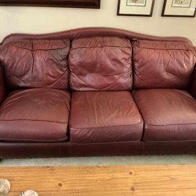 Burgundy La-Z-Boy Leather Sofa 