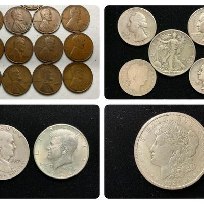 American Silver Coins & Wheat Pennies (Morgan, Franklin & More)