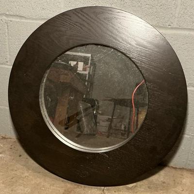 West Elm Dark Wood Round Wall Mirror