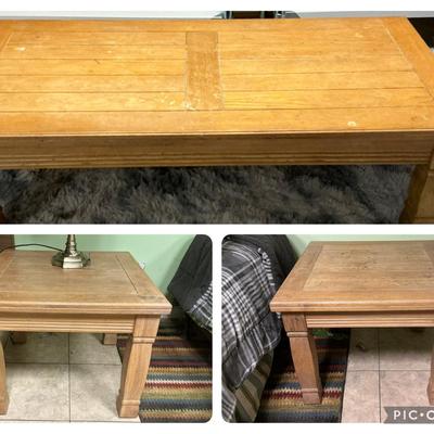 3pcs Rustic Rable Set - Coffee, Two Ends