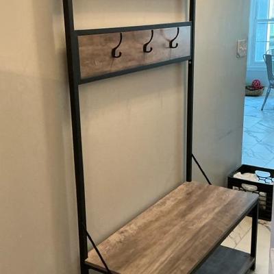 Modern Iron And Light Wood Hall Tree 