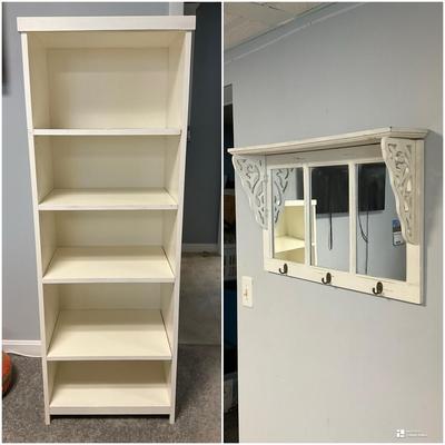 Bookshelf And Wall Mirror With Hooks