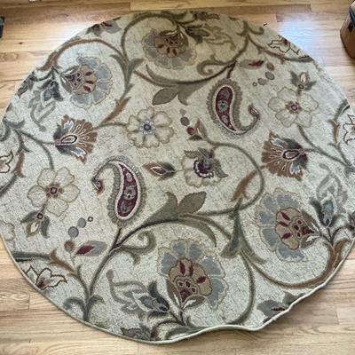 Tayse Impression Ivory Floral Round Rug