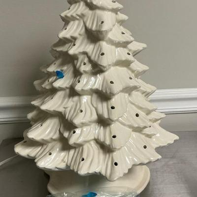 Vintage White Ceramic Lighted Christmas Tree