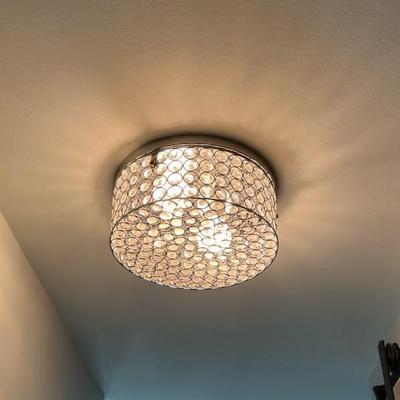 Chrome And Crystal Round Flush Mount Light 