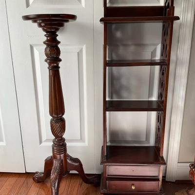 Small Standing Shelf And Claw Foot Table/Plant Stand
