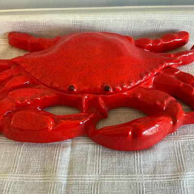 Large Hand Made Painted Crab Dish With Lid 