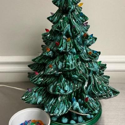 Vintage Green Ceramic Lighted Christmas Tree