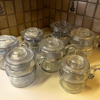 Antique Pyrex Glass Flameware Coffee Pots