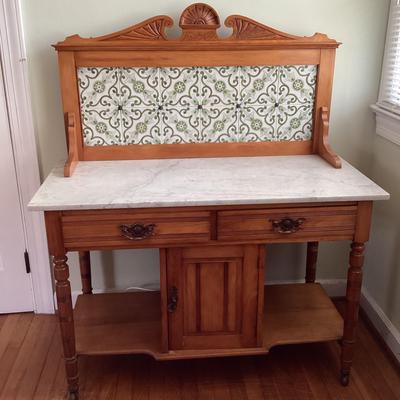 2 Piece Marble Top Wash Stand