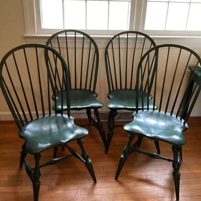 Four Painted Green Windsor Chairs